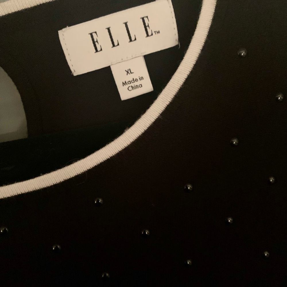 ELLE Black Beaded Sweater XL